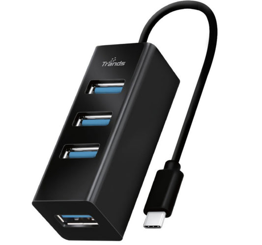 Trands Type-C 4 USB 3.0 Ports Hub, Black, HB38