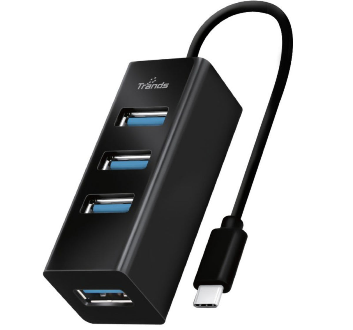 Trands Type-C 4 USB 3.0 Ports Hub, Black, HB38
