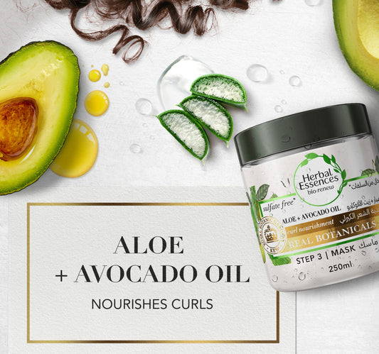 Herbal Essences Sulfate-Free Aloe + Avocado Oil Hair Mask For Curl Moisturizing and Nourishment 250 ml