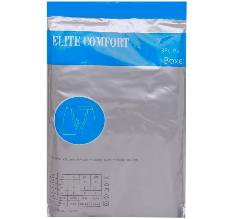 Elite Comfort Cotton Men's Boxer, L, 3 pcs, White, ELXUSW