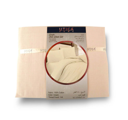 Utica Home Flat Sheet Single 2pc 160x240cm Cream Color