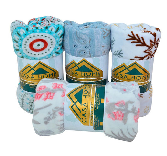 Casa Home Flannel Blanket 200x220cm Assorted Colors & Designs Per pc
