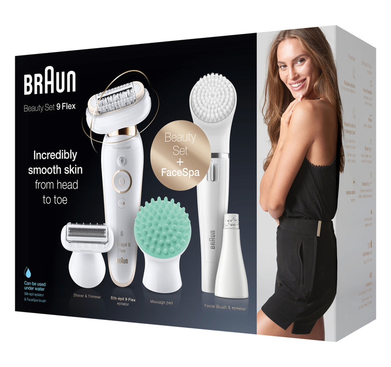 Braun Silk-Epil 9 SES9300 3D Beauty Set Wet & Dry Epilator With 8 Extras