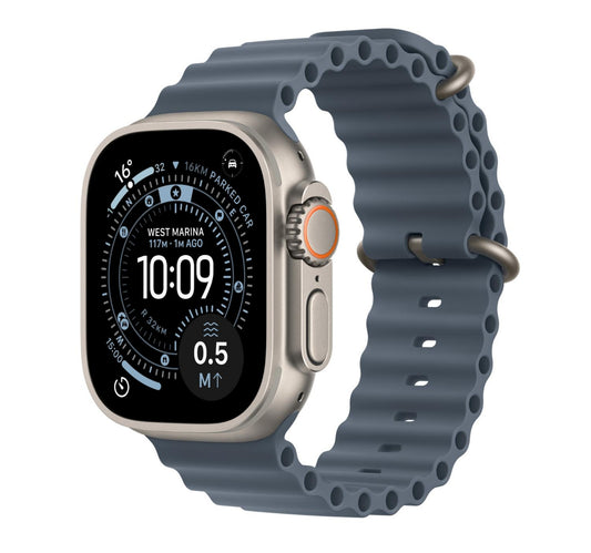 Apple Watch Ultra 3 GPS + Cellular Smartwatch, 49 mm Natural Titanium Case with Anchor Blue Ocean Band, MEWH4AF/A
