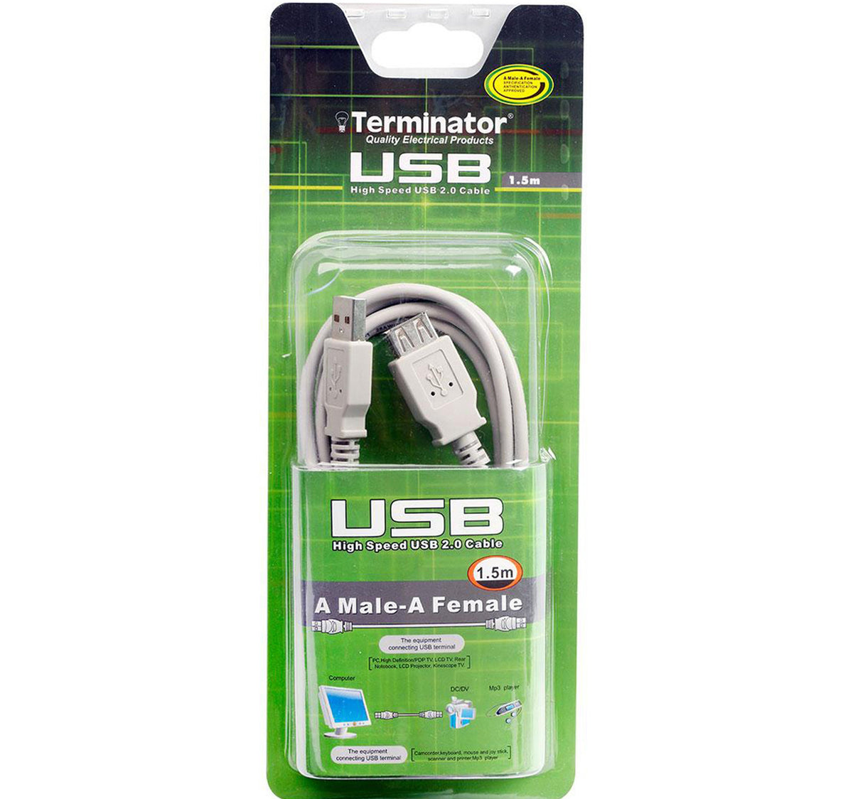 Terminator USB Cable AM/AF 1.5 Meter