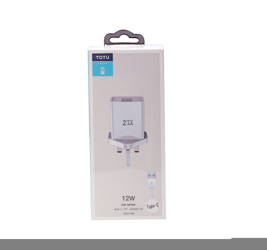 Totu Dual USB Home Charger + Type-C Cable CACA020 Lulu Hypermarket