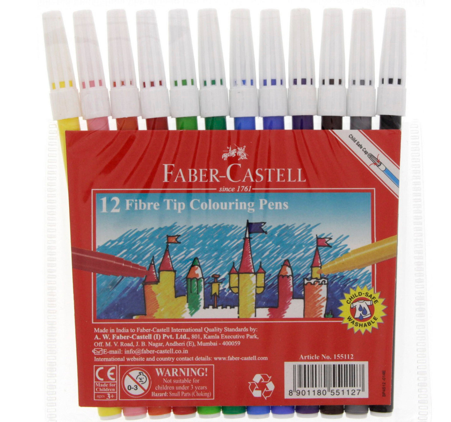 Faber-Castell Fibre Tip Color Pens 12 Pieces
