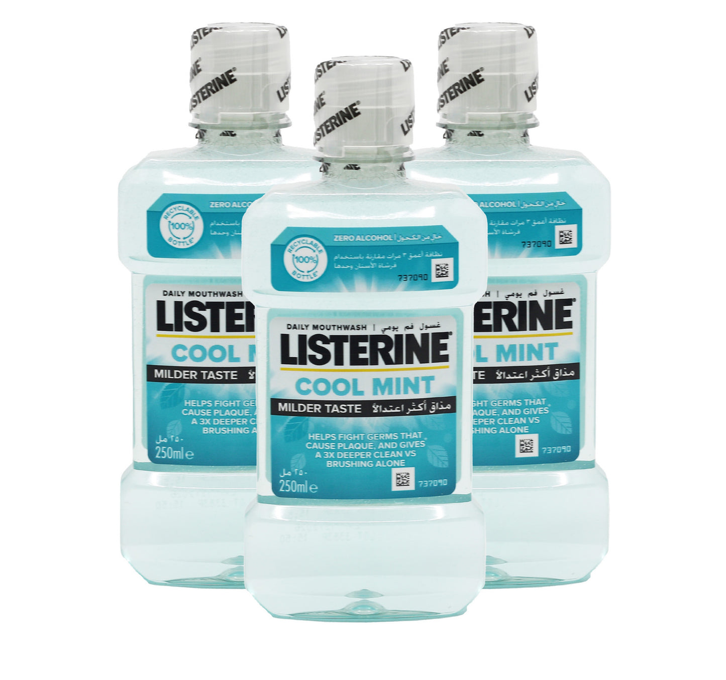 Listerine Zero Alcohol Cool Mint Mouthwash 250 ml 2 + 1