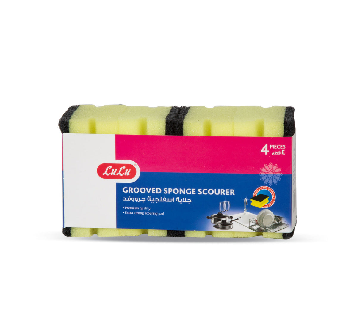 LuLu Grooved Sponge Scourer 4 pcs