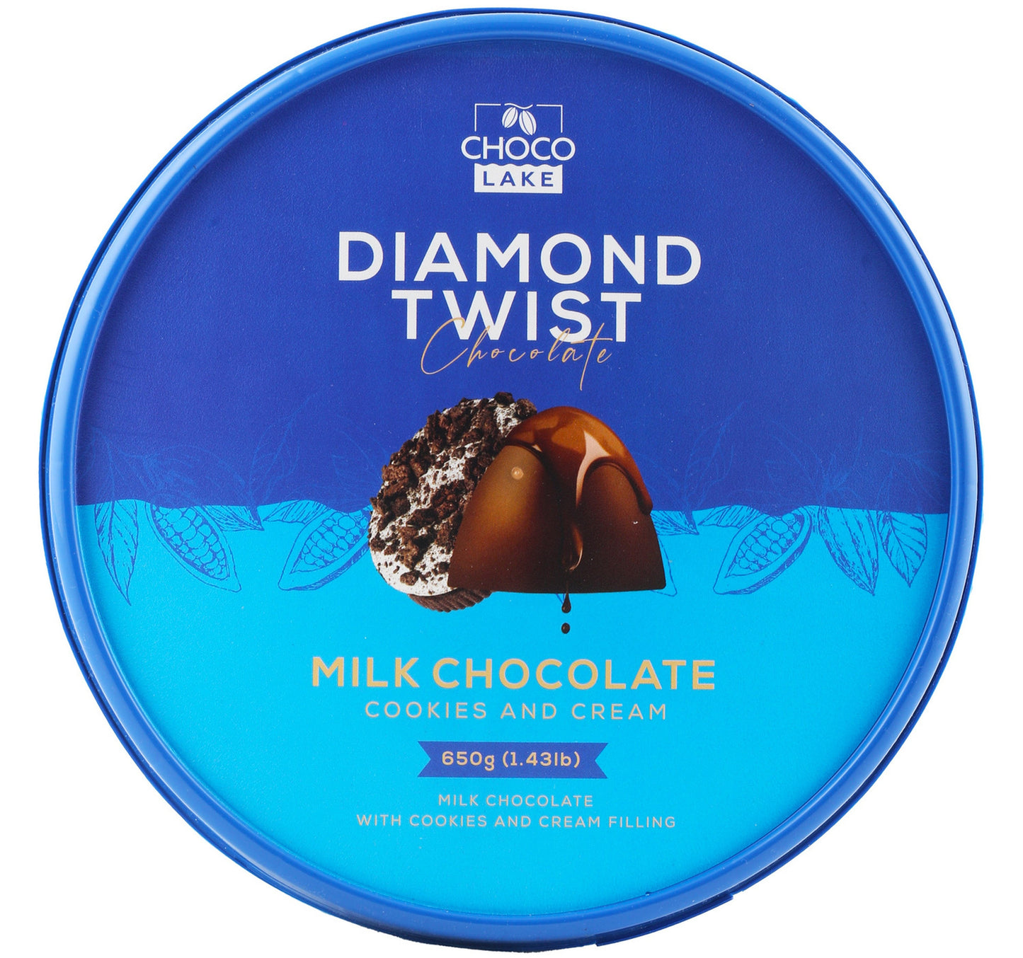 Choco Lake Diamond Twist Milk Chocolate Cookies & Cream Tub 650 g