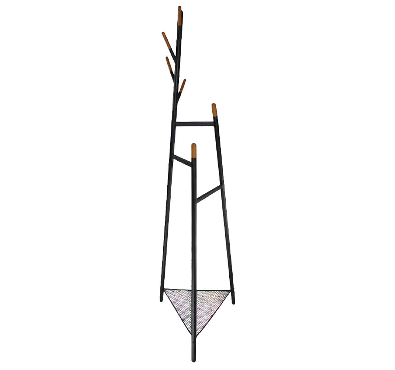 Maple Leaf Home Coat Hanger, Metal & Wooden, Black, 83383