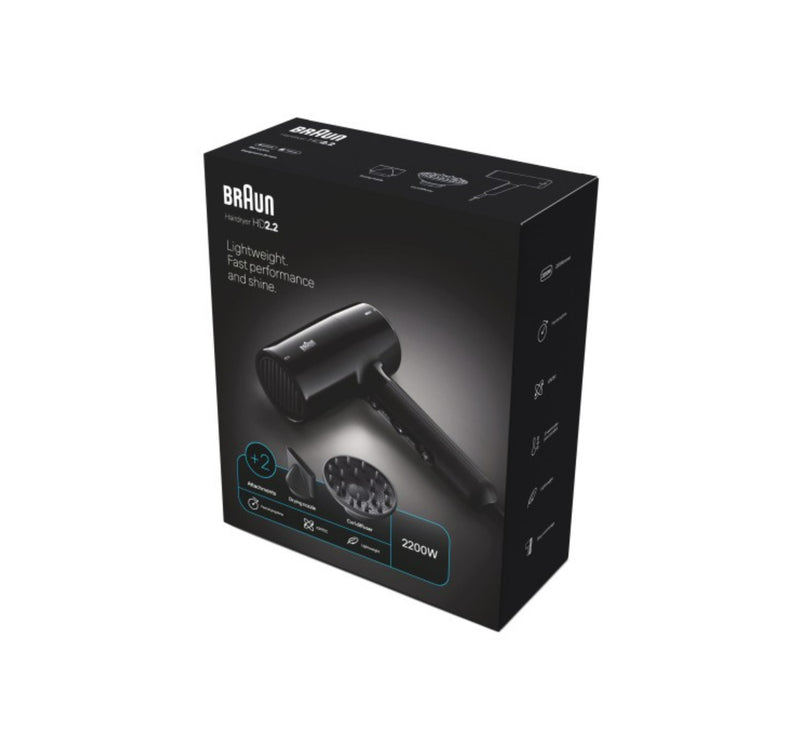 Braun Hair Dryer, 2200W, Ionic Black, HD225SDE