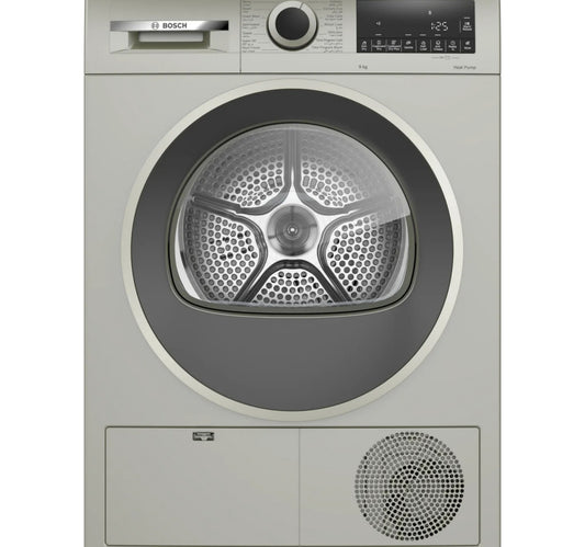 Bosch Series 4 Front Load Heat Pump Tumble Dryer, 9 kg, Silver Inox, WQG2410XGC