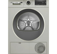 Bosch Series 4 Front Load Heat Pump Tumble Dryer, 9 kg, Silver Inox, WQG2410XGC