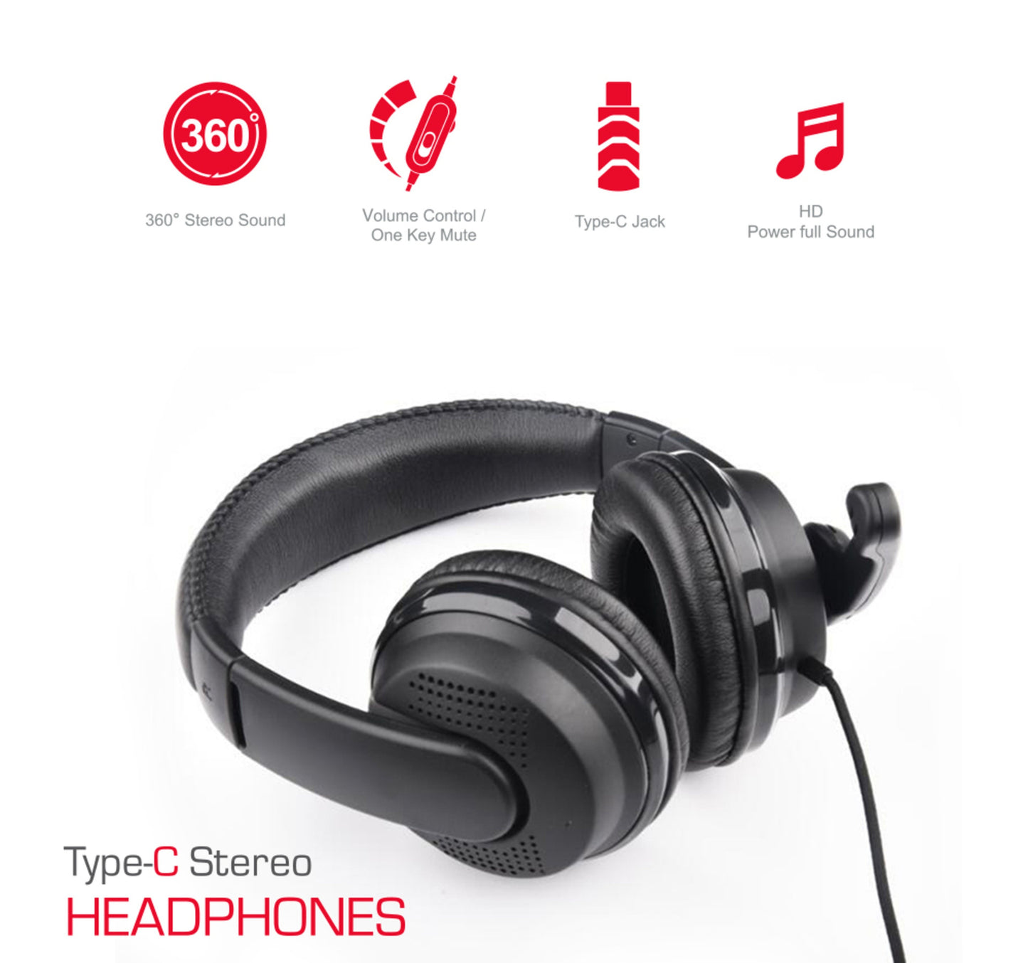 Trands Type-C Stereo Wired Headphones with Microphone HS998