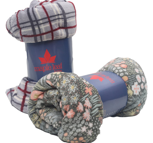Maple Leaf Flannel Blanket 160 x 200cm Assorted