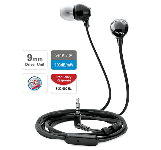 Sony Earphone MDR-EX14AP with Mic- Black