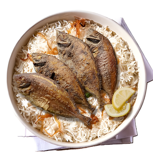 Fried Safi Fish with Rice Jaleel Restaurant